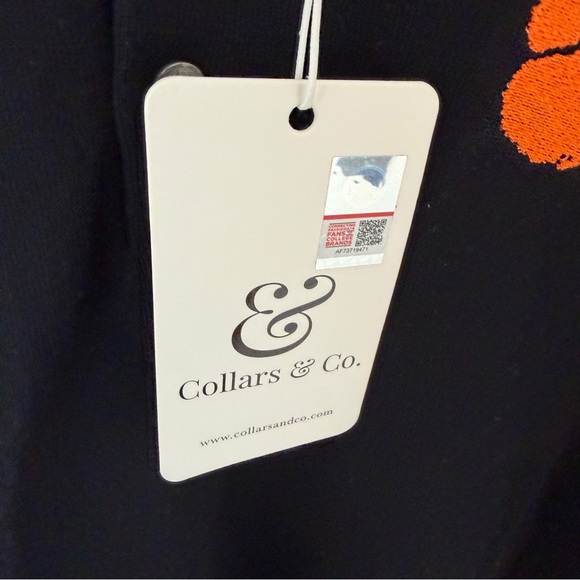 NEW Collars & Co Black Clemson Maranello Cotton Silk 3 Button Polo Sweater Large - Picture 5 of 7